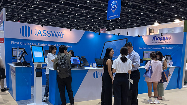 Exhibición de tecnología JASSWAY POS en la feria comercial de Tailandia